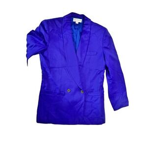 Vintage‎ 80s Liz Claiborne Collection Electric Blue Blazer Wool Jacket Sz 12